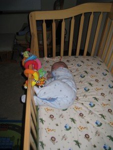 Ryan is learning how to fall asleep by himself.